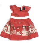 Sleeveless Cotton Printed Frock For Baby Girl, Children Wear, Color: Red and White,100% Cotton, Age 2 To 3 Years